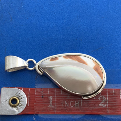 Designer 925 Sterling Silver Mother Of Pearl Statement Teardrop Pendant