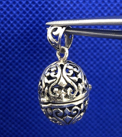 Designer JBB 925 Sterling Silver Scroll Egg Prayer Locket Pendant