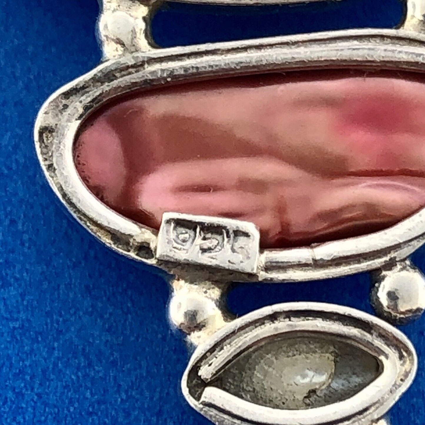 Sterling Silver 925 Unakite Mother Of Pearl Garnet Pearl Statement Pendant