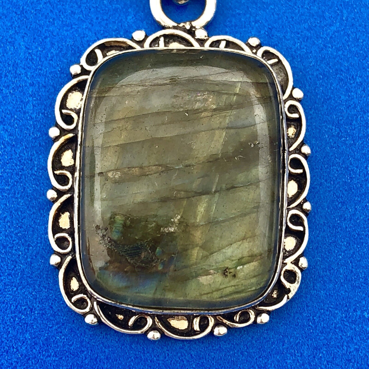 Sterling Silver 925 Labradorite Leo Scorpio Sagittarius Zodiac Stone Pendant