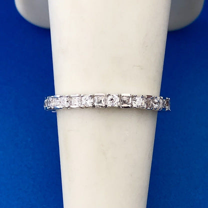 Designer YGI Sterling Silver 925 Channel Set CZ Band Ring Size 6