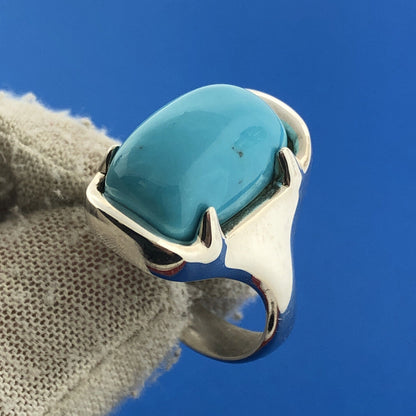 Designer Milor Italy 950 Silver Turquoise Statement Dome Ring
