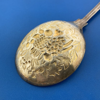 WA England 3 Pc Silverplate Kings Pattern Repousse Gold Wash Large Berry Spoons