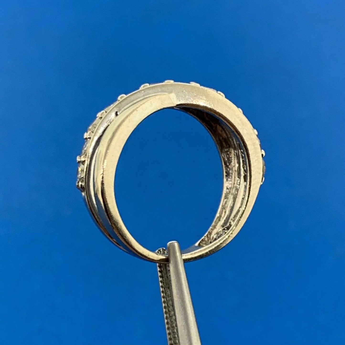 Designer 14K White Gold Diamond Entwined Wedding Anniversary Band Ring