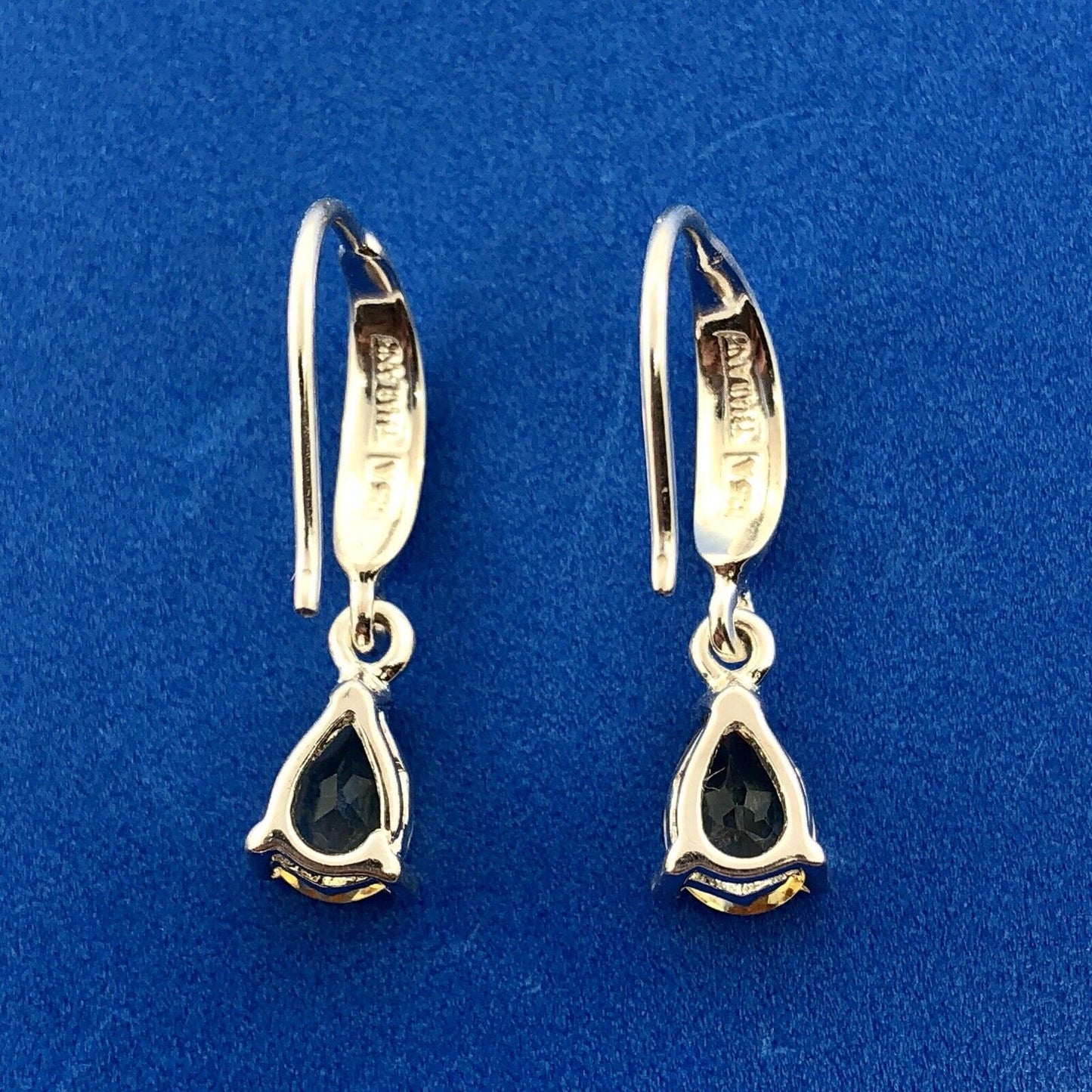 Designer Sterling Silver Citrine November Anniversary Occasion Dangle Earrings