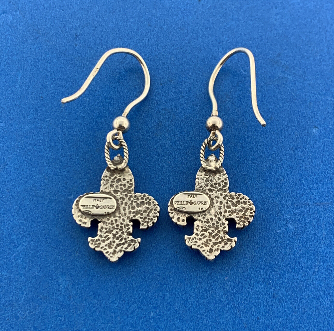 Philip Gavriel 925 Sterling Silver 18K Gold Yellow Fleur De Lis Dangle Earrings