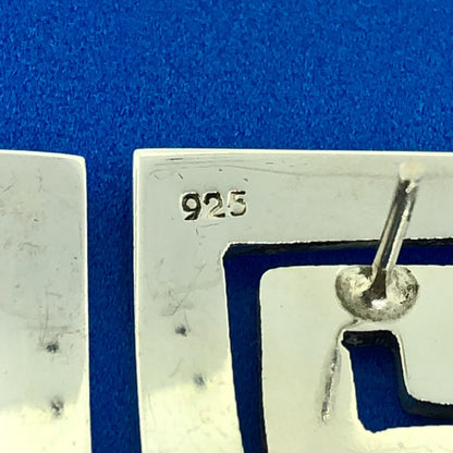 Retro 925 Sterling Silver Modernist Crop Circle Abstract Statement Stud Earrings