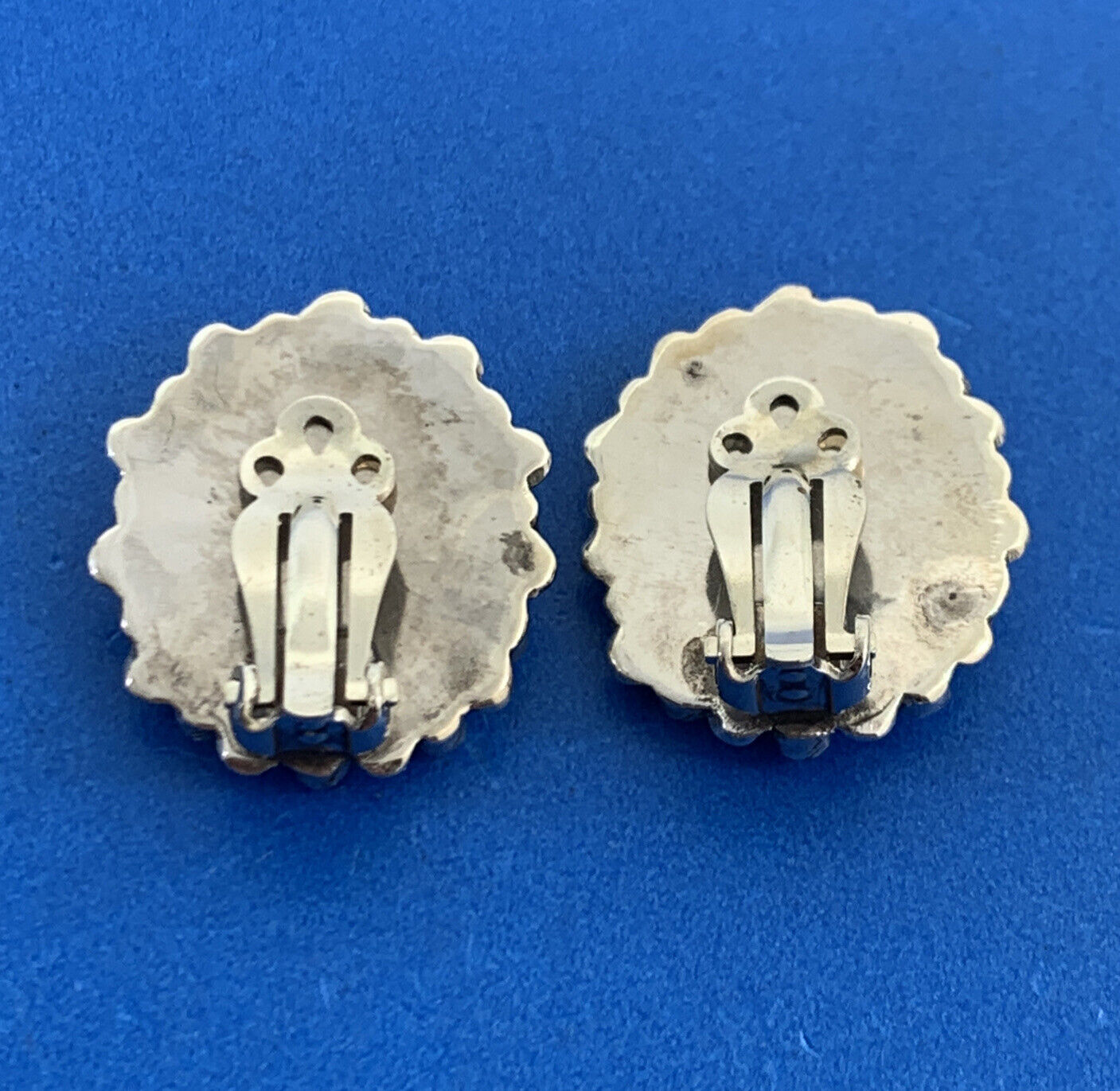 Turquoise Cabochon 925 Sterling Silver Native American Clip On Earrings