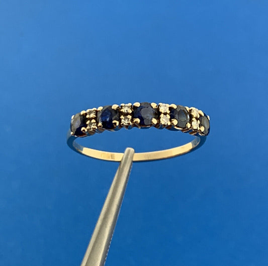 Designer 14K Yellow Gold Sapphire Diamond September Anniversary Band Ring