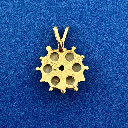 Vintage 14K Yellow Gold Opal Flower Cluster October Anniversary Charm Pendant