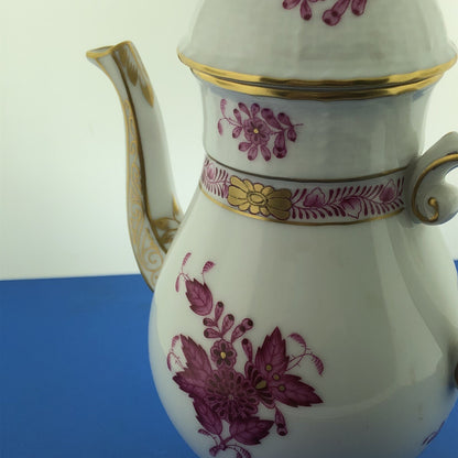 Vintage Herend Hugary Raspberry Chinese Bouquet Apponyi 4 Cup Coffee Pot w/Lid
