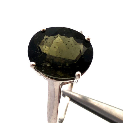 Designer TGGC 925 Sterling Silver Oval Green Tourmaline Solitaire Ring