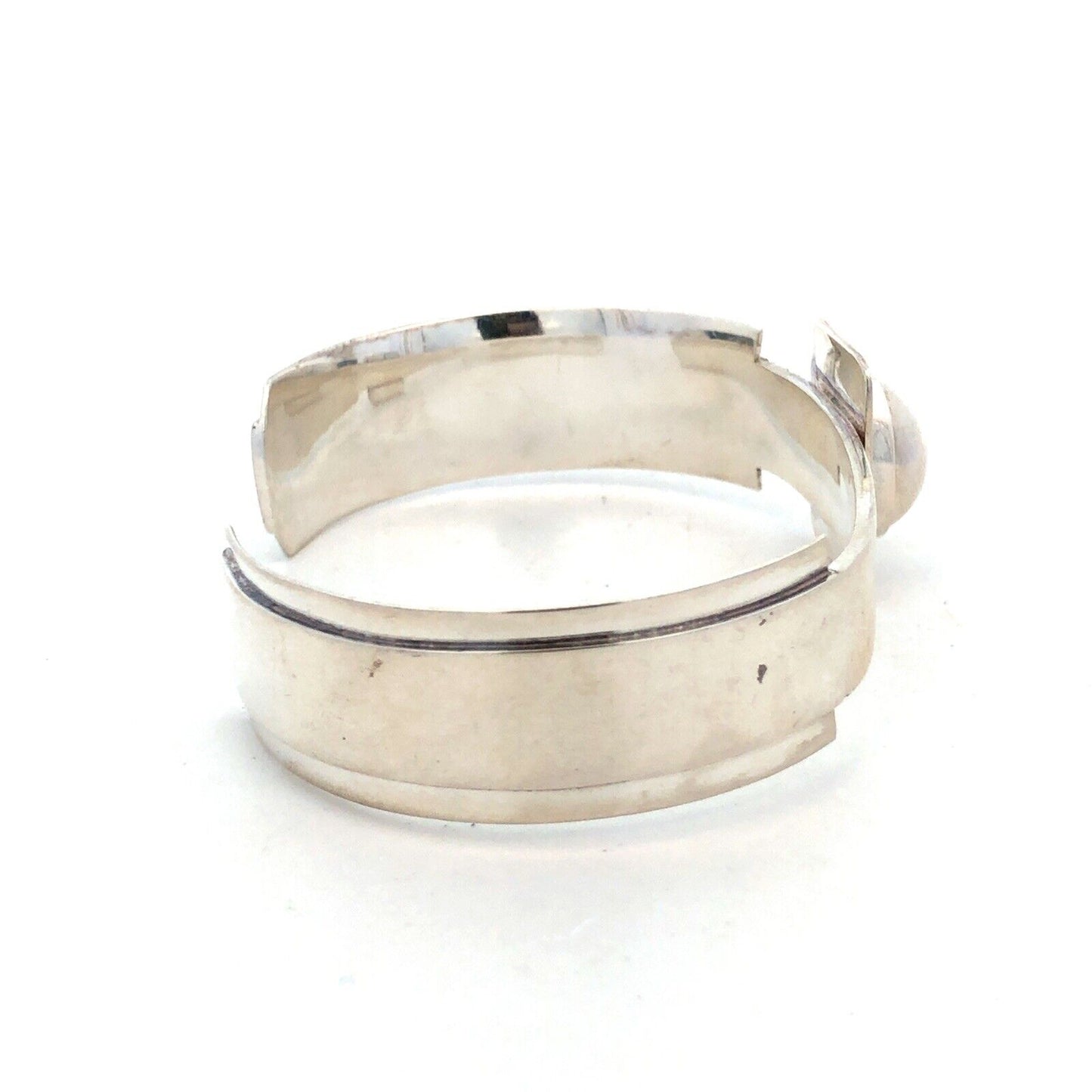 Vintage Mexico 925 Sterling Silver Modernist Open Back Cuff Bracelet