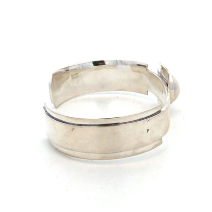 Vintage Mexico 925 Sterling Silver Modernist Open Back Cuff Bracelet
