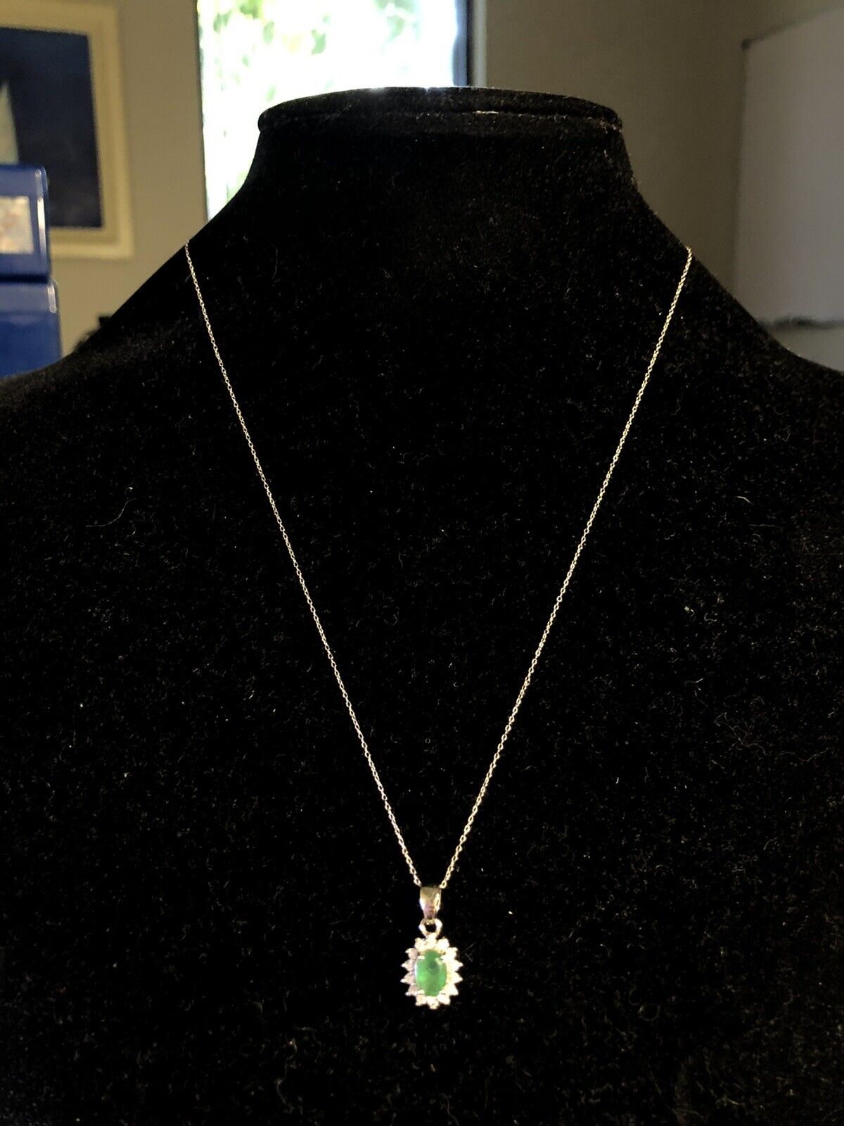 Designer DJoy 925 Sterling Silver Oval Zambian Emerald Topaz Pendant Necklace