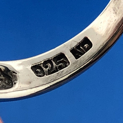 Retro Designer ND 925 Sterling Silver Green Black Onyx Carnelian Marcasite Ring