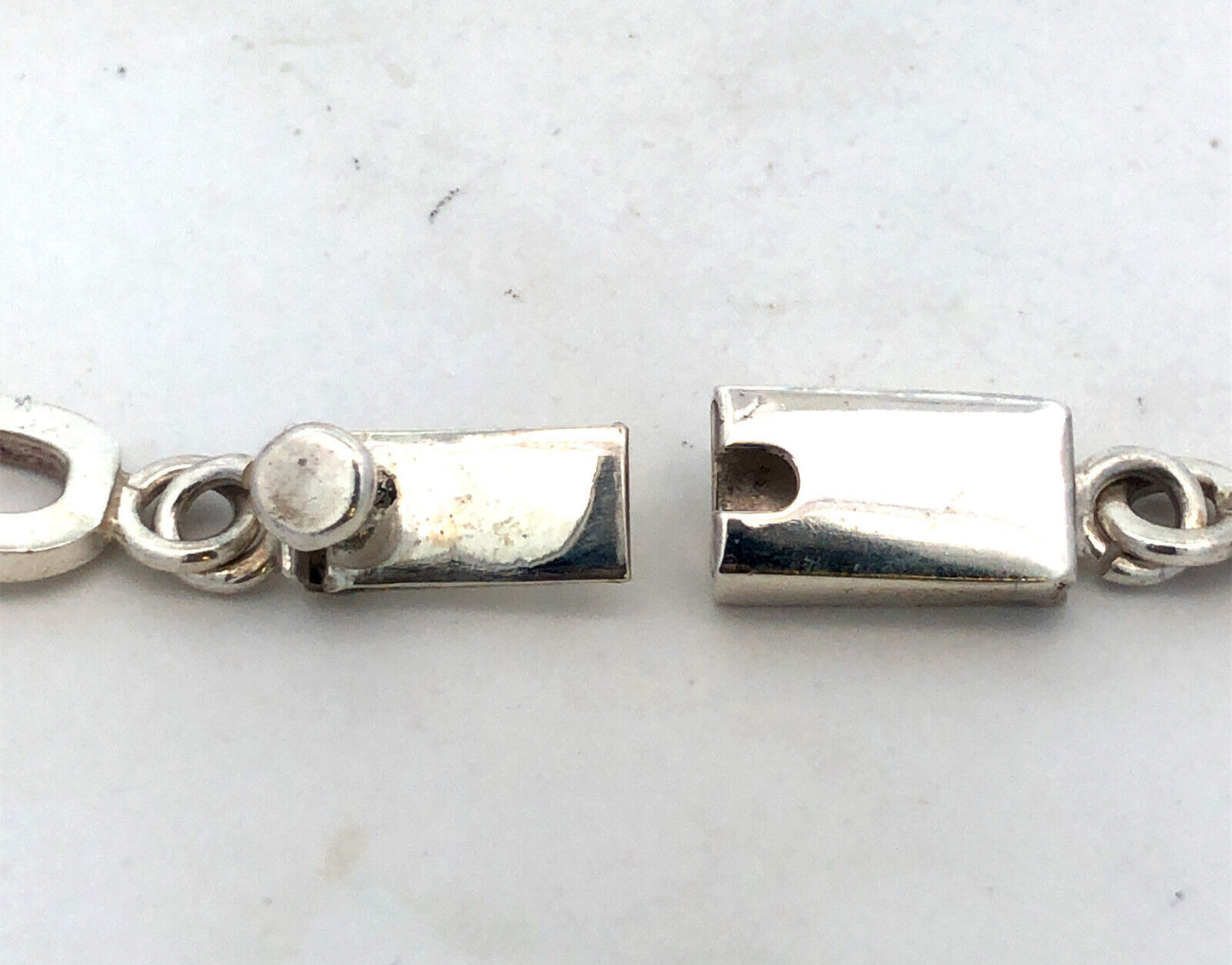 Estate Taxco TR-167 925 Sterling Silver Paper Clip Chain Statement Necklace