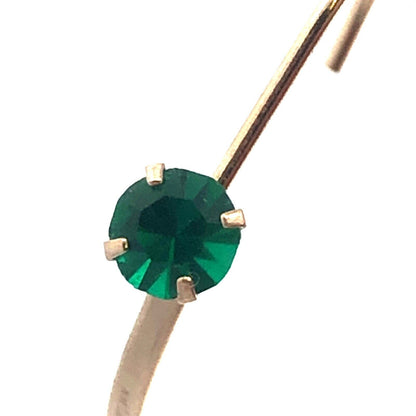 Elegant 14K White Gold Emerald Green Cubic Zirconia Starter Leverback Earrings