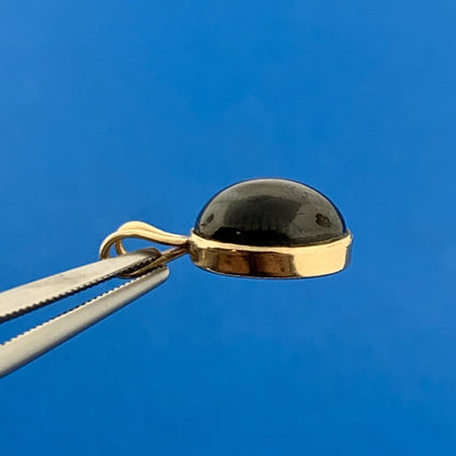 Lovely 14K Yellow Gold Black Star Sapphire Petite Charm Pendant