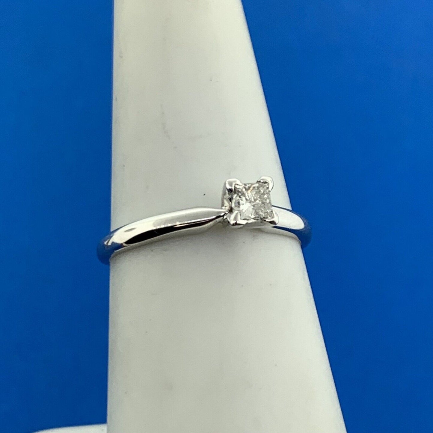 Designer 14K White Gold Princess Diamond Solitaire Engagement Ring