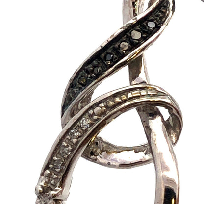 Designer 925 Sterling Silver Round Black White Diamond Infinity Pendant Necklace