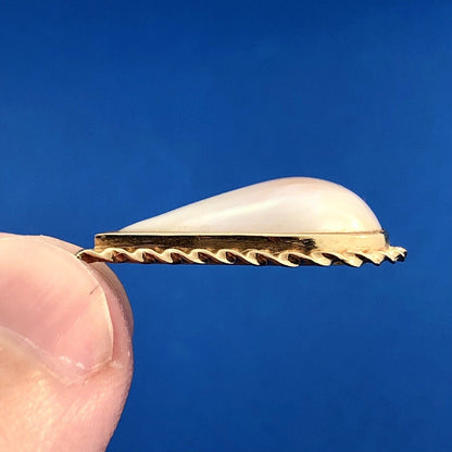 Vintage Designer 14k Yellow Gold 585 Teardrop Pearl Estate Pendant