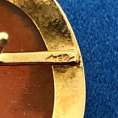 Victorian Edwardian Napoli Italy 18K Yellow Gold Oval Carved Cameo Stud Earrings