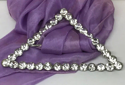 Dramatic Vintage Runway Silver Tone Rhinestone Triangle Scarf Belt Slide Buckle