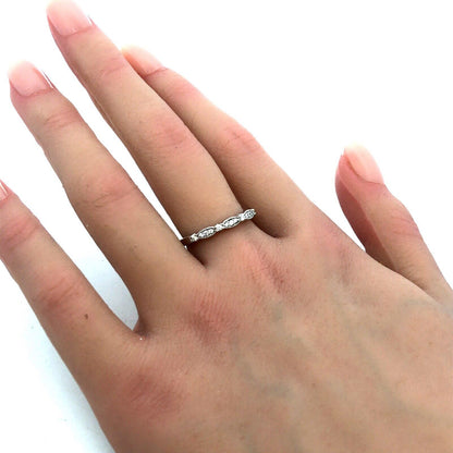 Designer Promezza 14K White Gold Round Diamond Stacking Wedding Band Ring