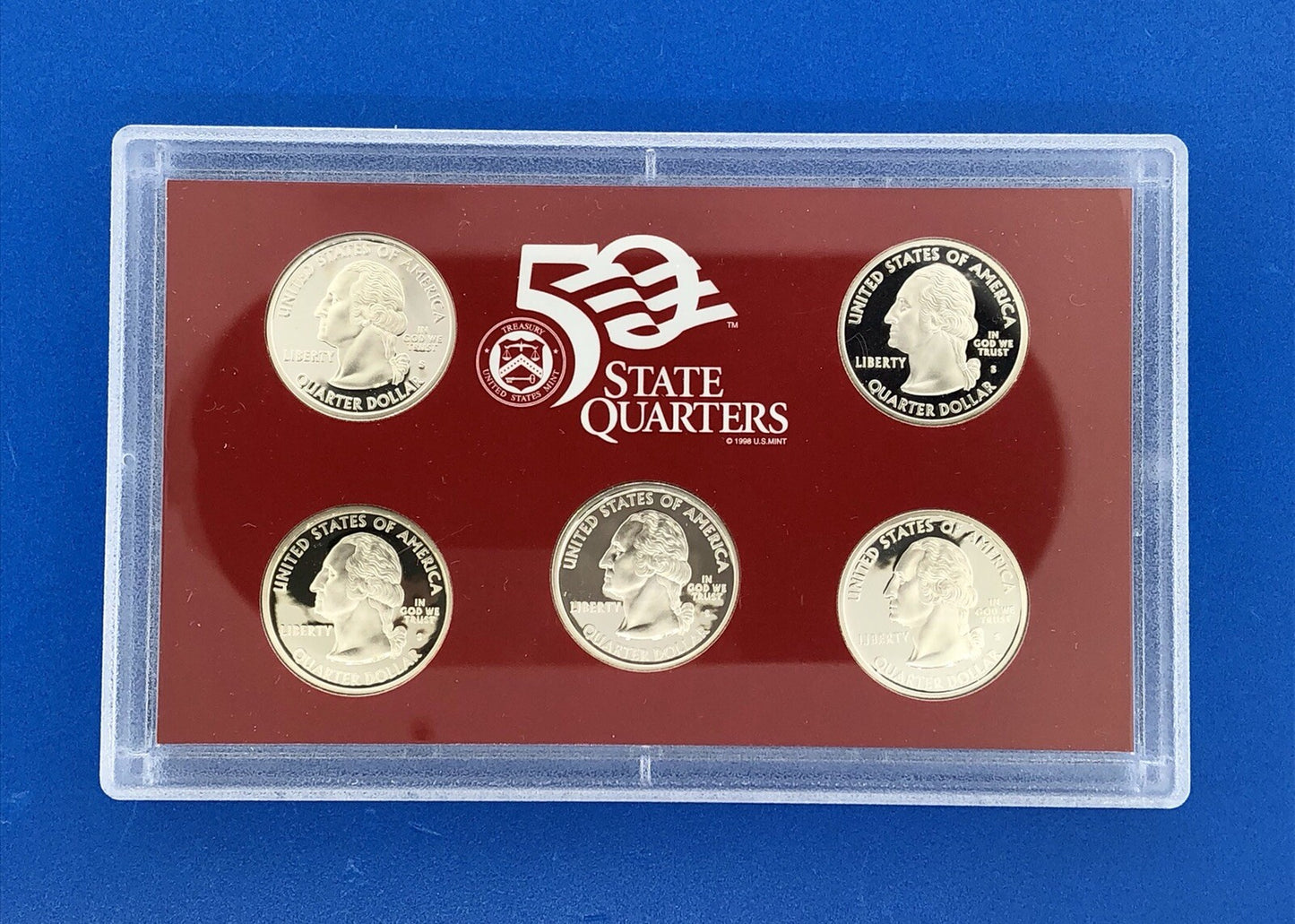2004 S United States Mint 50 State Quarters 5 Coin Silver Proof Set OMP/COA