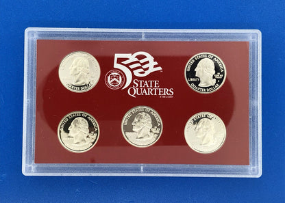 2004 S United States Mint 50 State Quarters 5 Coin Silver Proof Set OMP/COA