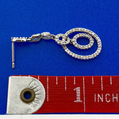 Designer ZMR 14K White Gold Pave Diamond Circle Drop Dangle Earrings