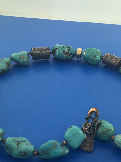 Vintage SILPADA 925 Sterling Silver Chunky Turquoise Nugget Statement Necklace