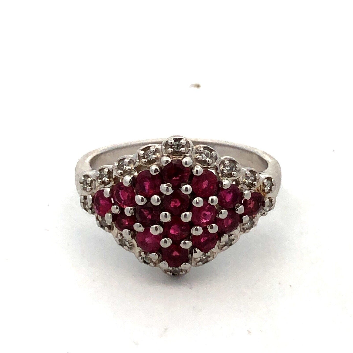 Designer TGGC 925 Sterling Silver Pink Tourmaline White Topaz Cluster Ring