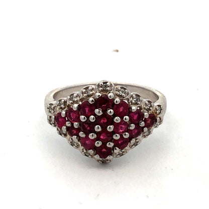 Designer TGGC 925 Sterling Silver Pink Tourmaline White Topaz Cluster Ring