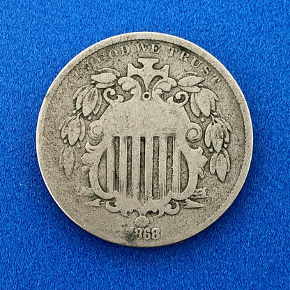 1868 P Shield Nickel Variety 2 Scarce Rare Better Key Philadelphia Mint Coin