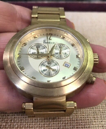 Unisex Gold-Toned Stainless Steel Freelook Chronograph Quartz Watch HA1136CHMG