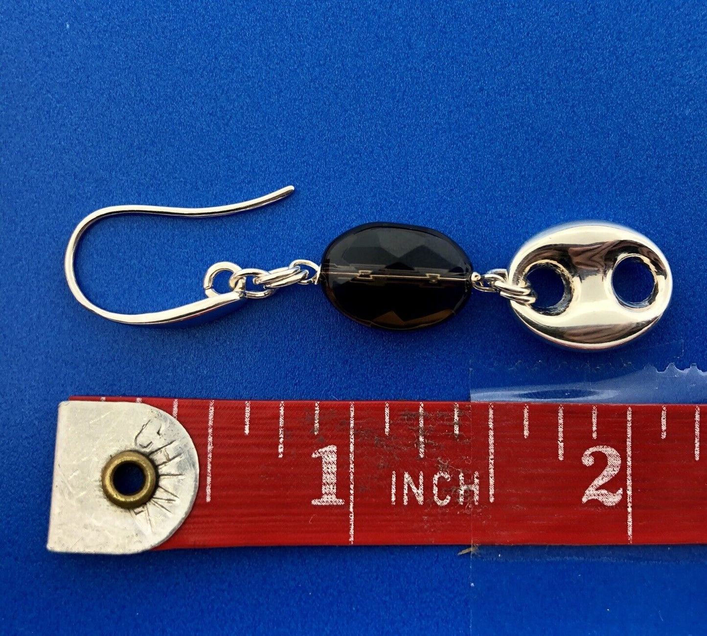 Designer Italy Sterling Silver 925 Smoky Quartz Topaz Modernist Dangle Earrings