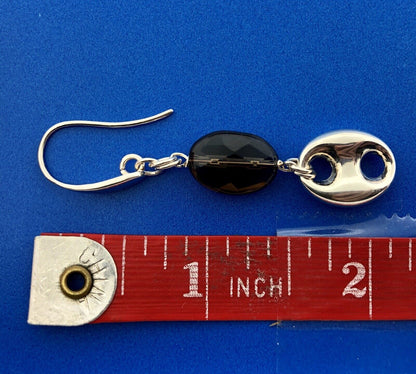 Designer Italy Sterling Silver 925 Smoky Quartz Topaz Modernist Dangle Earrings