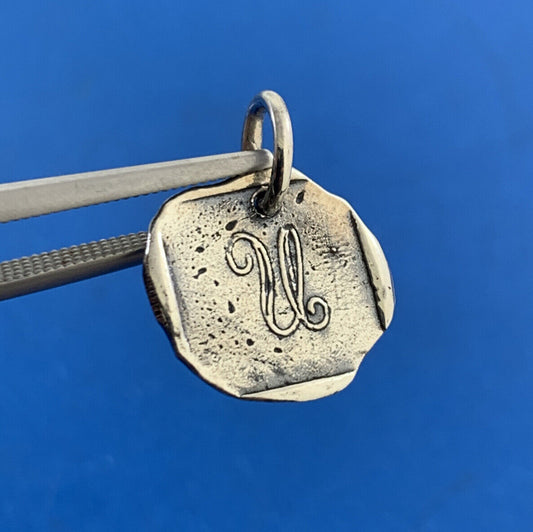 Designer Waxing Poetic 925 Sterling Silver Monogram Script U Initial Disc Charm