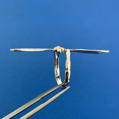 925 Sterling Silver Diamond Balinese Scroll Dragonfly Statement Ring