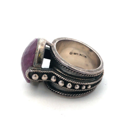 Designer 925 Sterling Silver Oval Cushion Ruby Statement Cocktail Ring