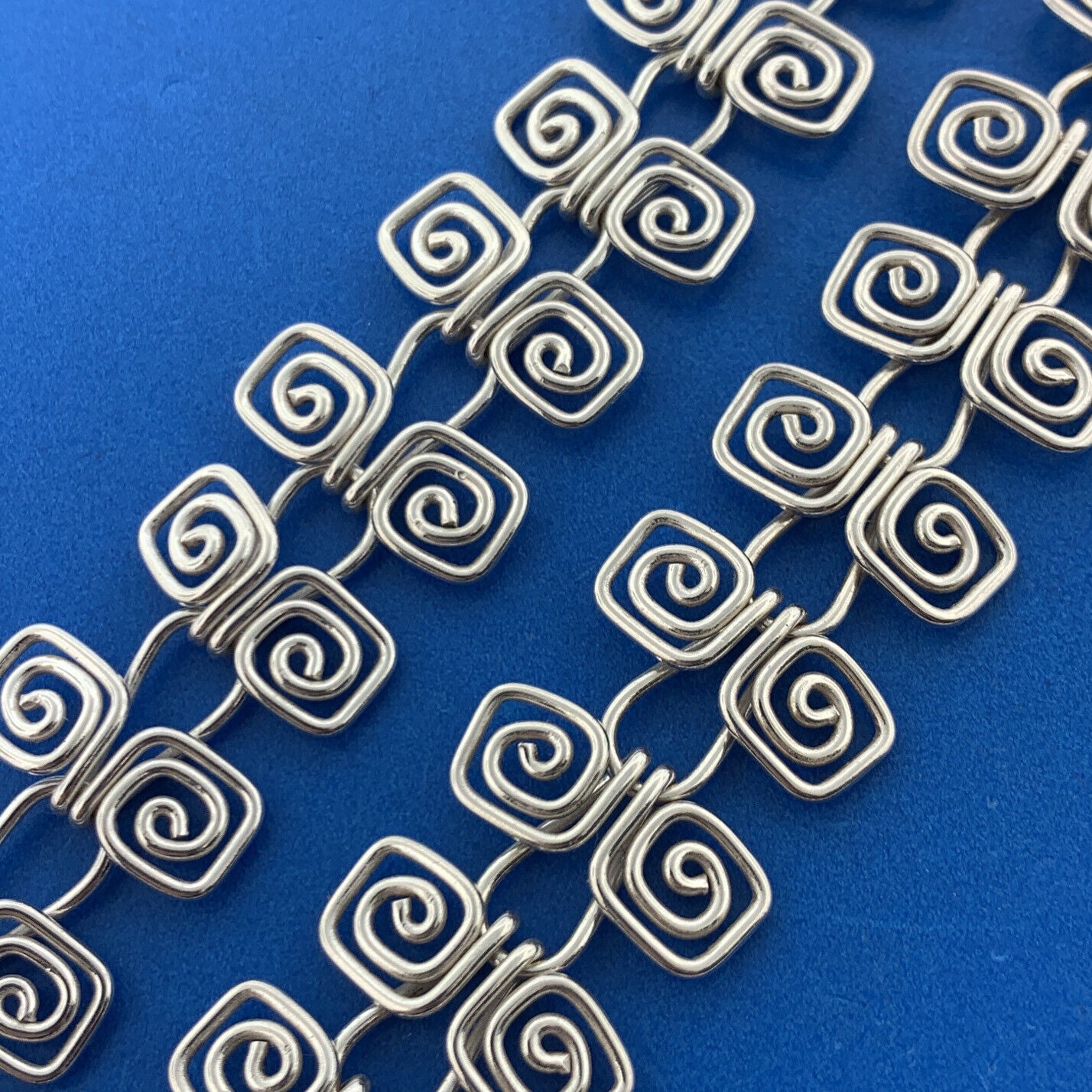 CII Mexico 925 Sterling Silver Modernist Crop Circle Station Statement Necklace