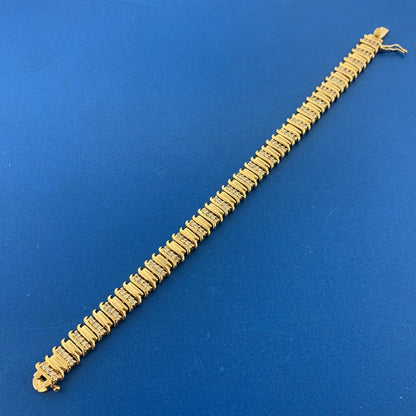 Designer 925 Sterling Silver Vermeil Gold Diamond Statement Tennis Bracelet
