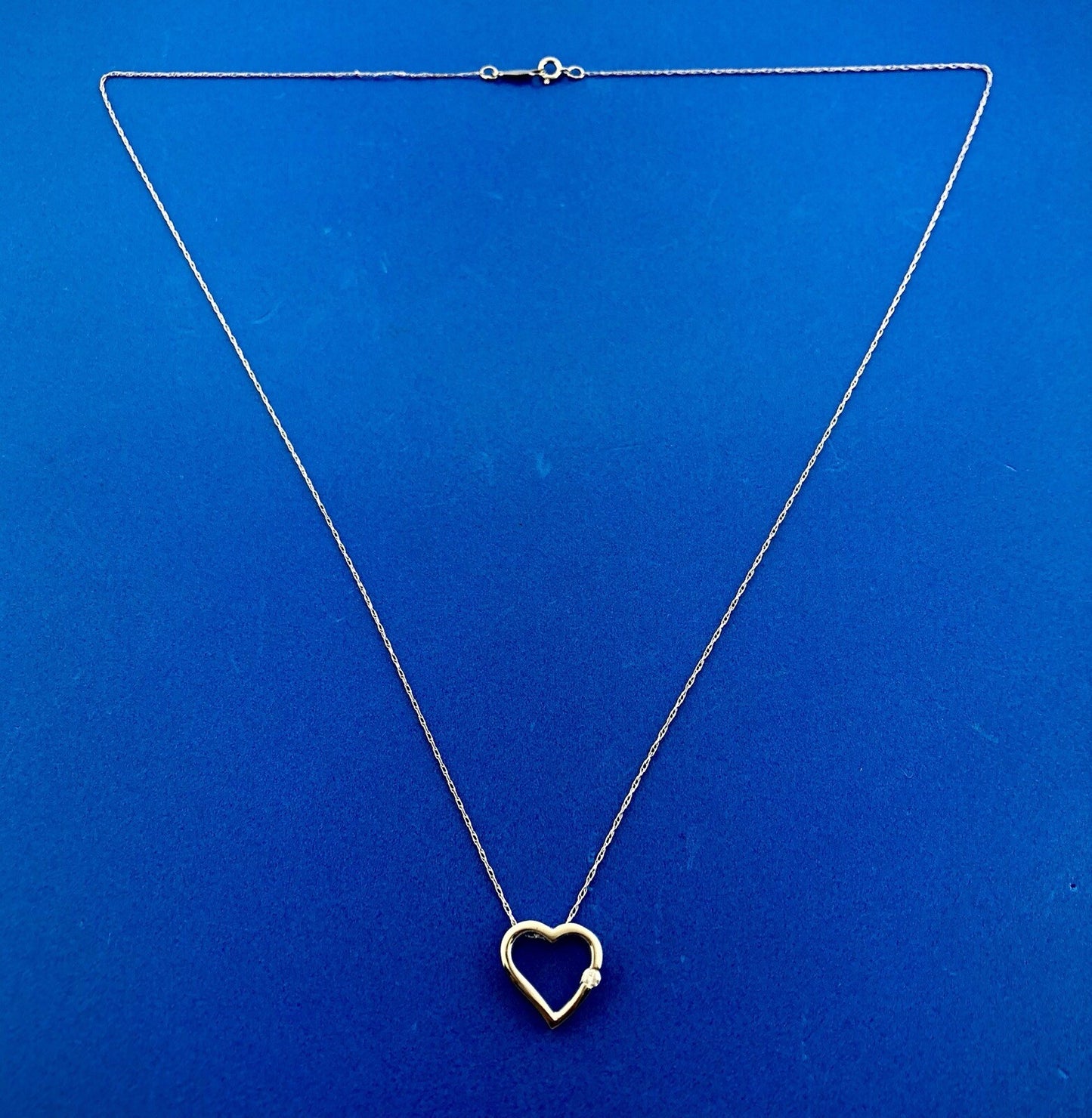 10K White Gold Diamond JCM Pendant 14K White Gold Chain Sweetheart Necklace