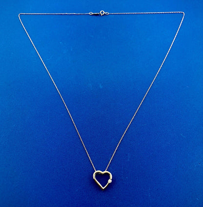10K White Gold Diamond JCM Pendant 14K White Gold Chain Sweetheart Necklace