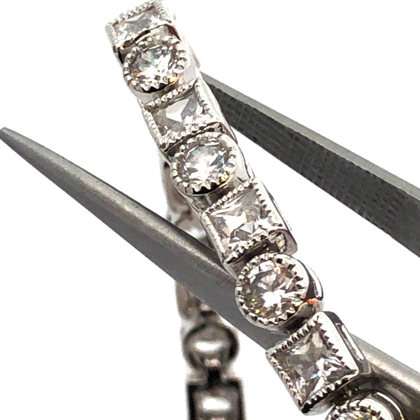 Designer 925 Sterling Silver Round Square Cubic Zirconia Tennis Bracelet