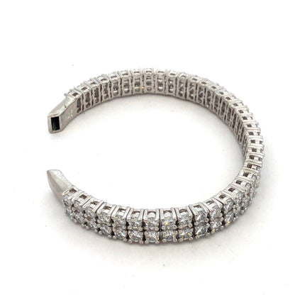 Designer ADT 925 Sterling Silver Round Cubic Zirconia CZ Tennis Cuff Bracelet