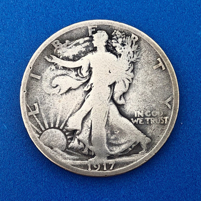 1917 S Reverse Silver Walking Liberty Half Dollar 50c Better Key San Fran Coin