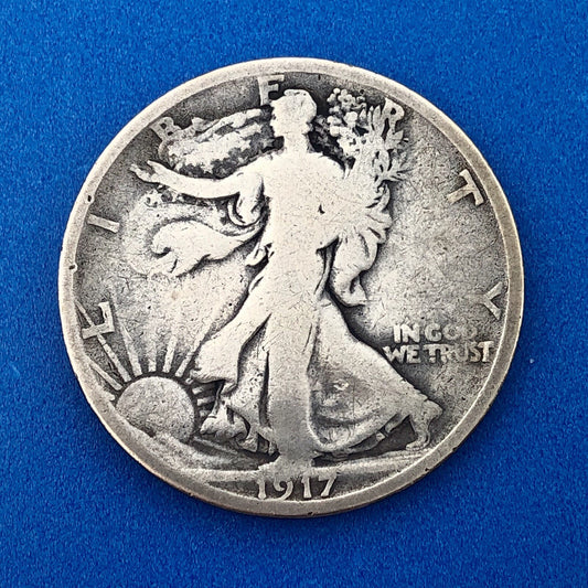 1917 S Reverse Silver Walking Liberty Half Dollar 50c Better Key San Fran Coin